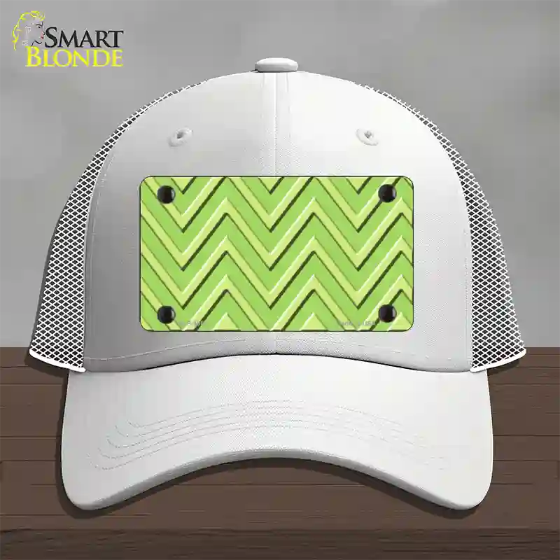 Lime Green Lighter Lime Green Large Chevron Novelty License Plate Hat Mesh / White