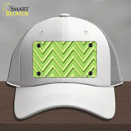 Lime Green Lighter Lime Green Large Chevron Novelty License Plate Hat Mesh / White