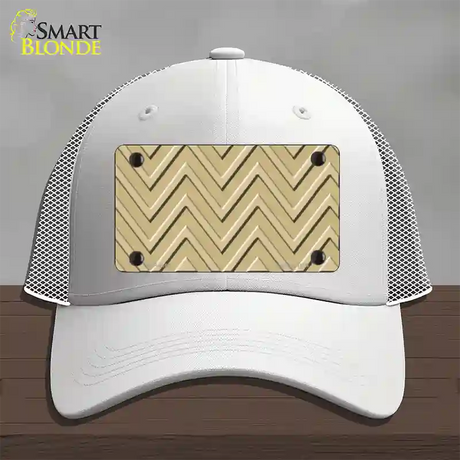 Gold Light Gold Large Chevron Novelty License Plate Hat Mesh / White