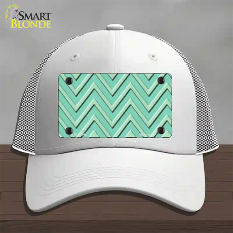 Mint Light Mint Large Chevron Novelty License Plate Hat Mesh / White