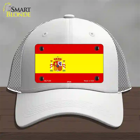 Spain Flag Novelty License Plate Hat Mesh / White