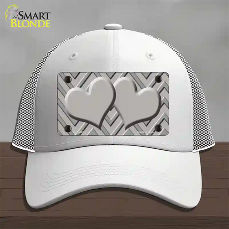 Grey Light Grey Heart Large Chevron Novelty License Plate Hat Mesh / White