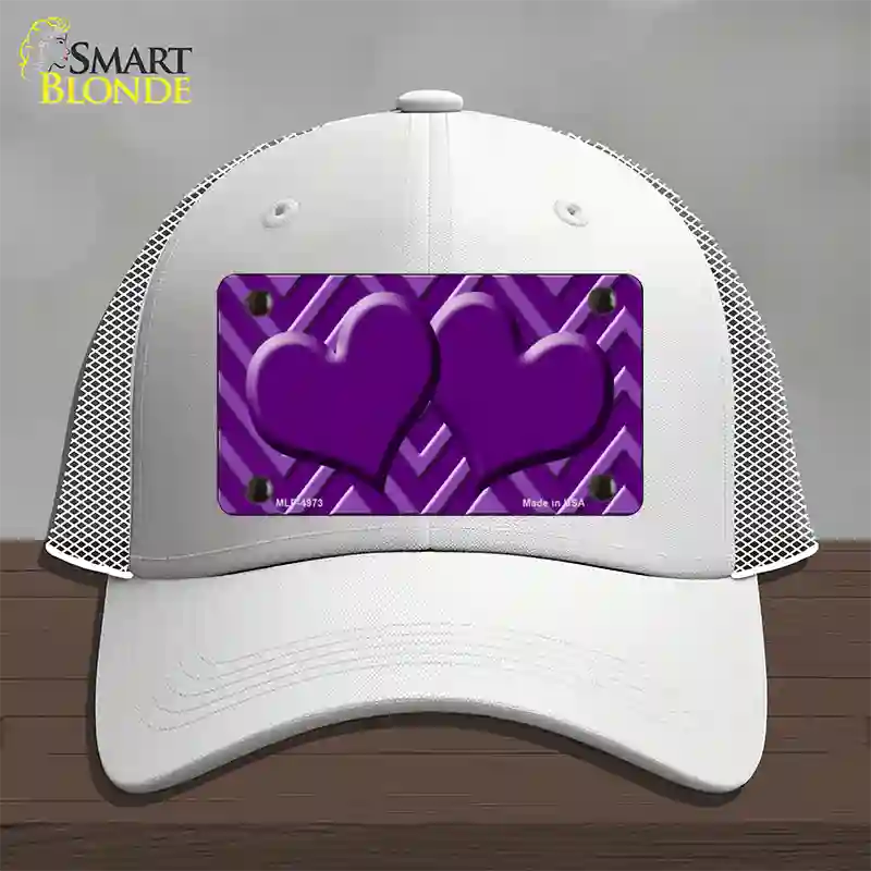 Purple Light Purple Heart Large Chevron Novelty License Plate Hat Mesh / White