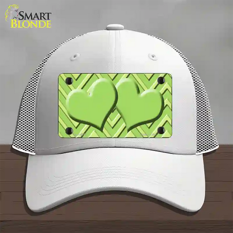 Lime Green Lighter Lime Green Heart Large Chevron Novelty License Plate Hat Mesh / White