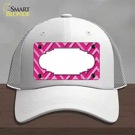 Pink Light Pink Scallop Large Chevron Novelty License Plate Hat Mesh / White