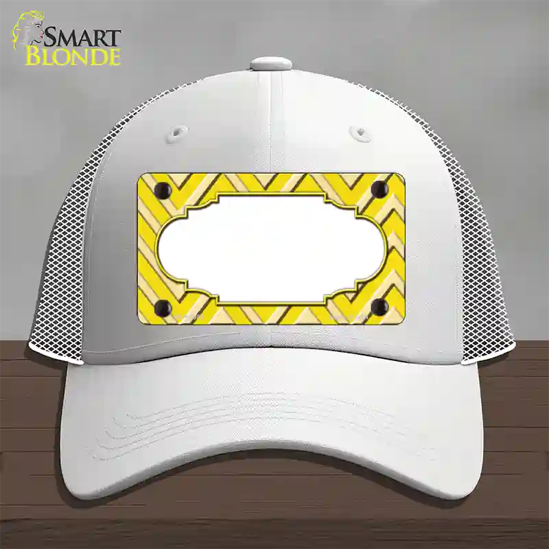 Yellow Light Yellow Scallop Large Chevron Novelty License Plate Hat Mesh / White