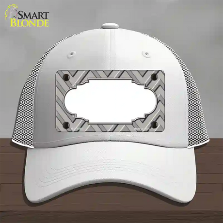 Grey Light Grey Scallop Large Chevron Novelty License Plate Hat Mesh / White