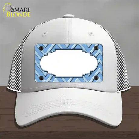 Light Blue Lighter Blue Scallop Large Chevron Novelty License Plate Hat Mesh / White