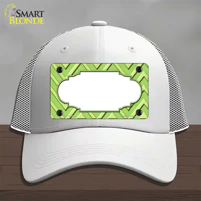 Lime Green Lighter Lime Green Scallop Large Chevron Novelty License Plate Hat Mesh / White