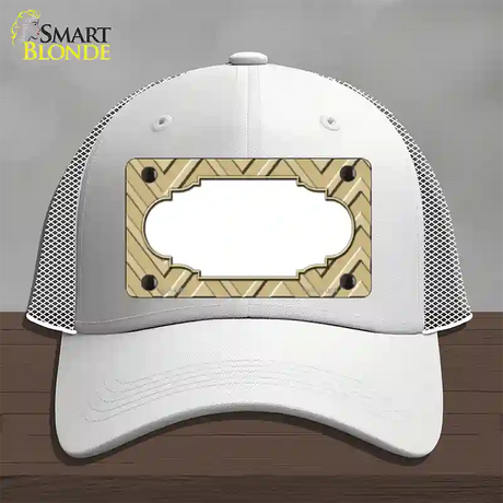 Gold Light Gold Scallop Large Chevron Novelty License Plate Hat Mesh / White