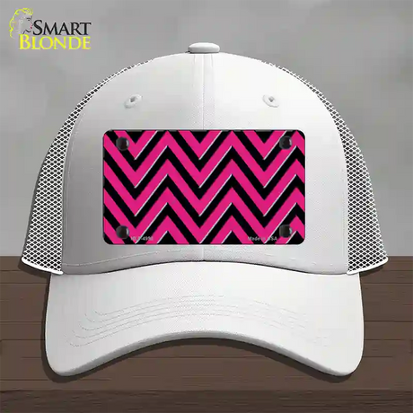 Pink Black Large Chevron Novelty License Plate Hat Mesh / White