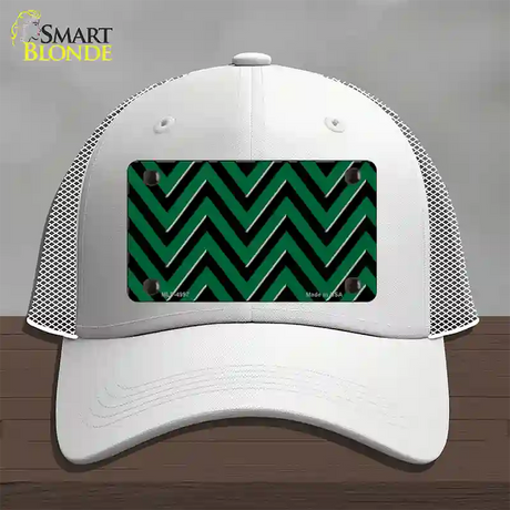 Green Black Large Chevron Novelty License Plate Hat Mesh / White