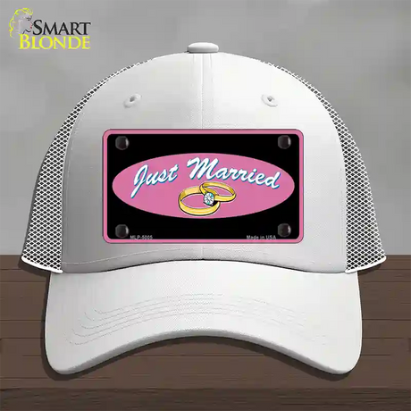 Just Married Novelty License Plate Hat Mesh / White