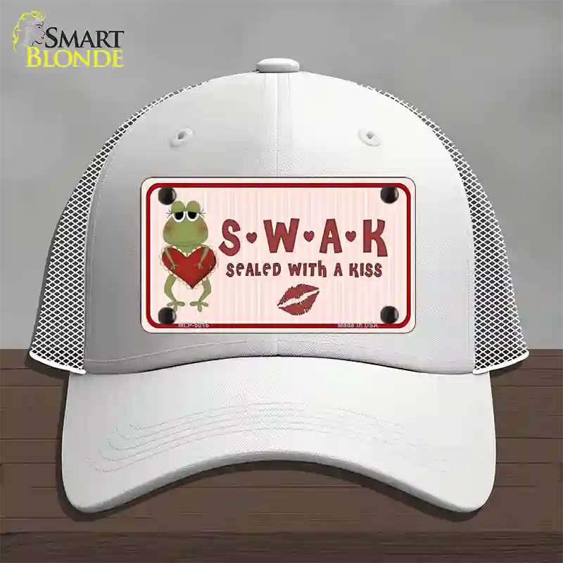 S.W.A.K. Valentine Frog Novelty License Plate Hat Mesh / White