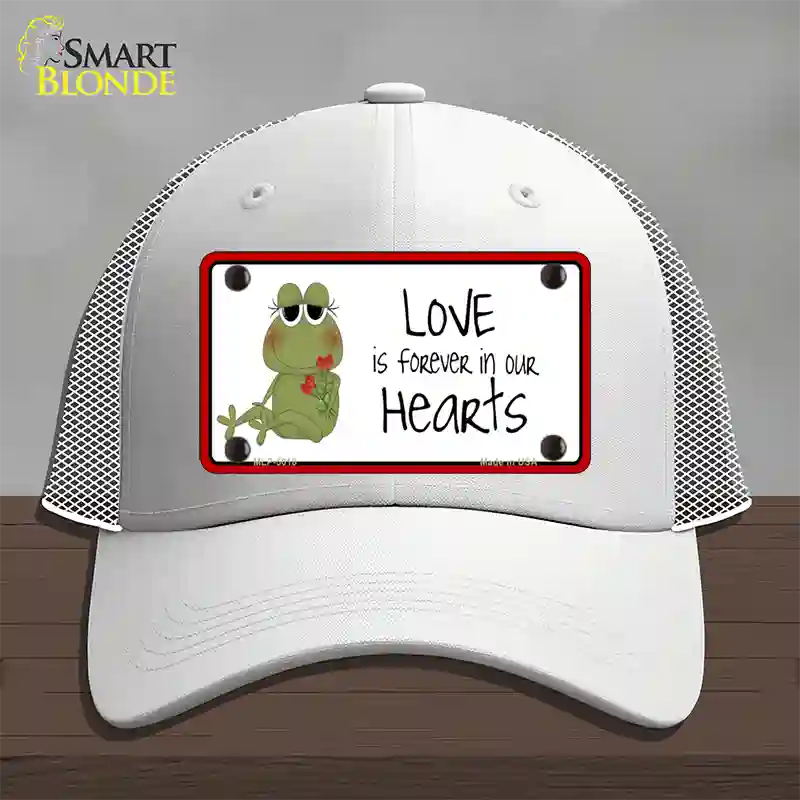 Love In Our Hearts Frog Novelty License Plate Hat Mesh / White