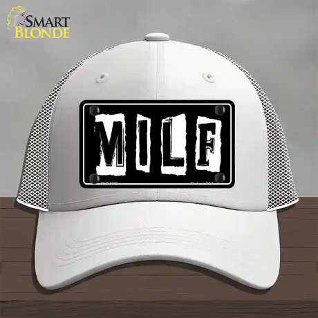 M.I.L.F Black Novelty License Plate Hat Mesh / White