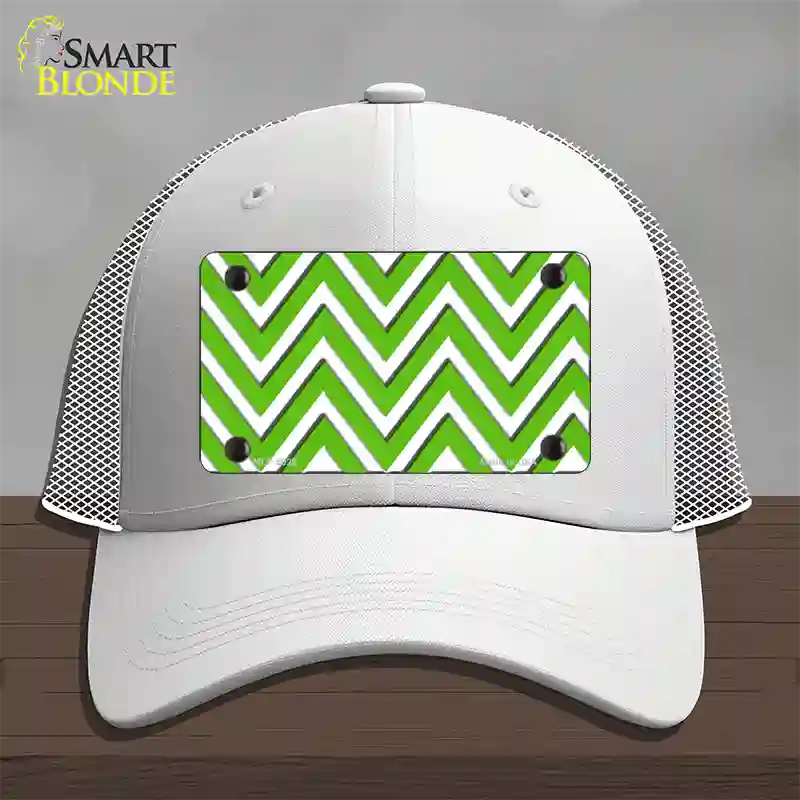 Kelly Green White Chevron Novelty License Plate Hat Mesh / White