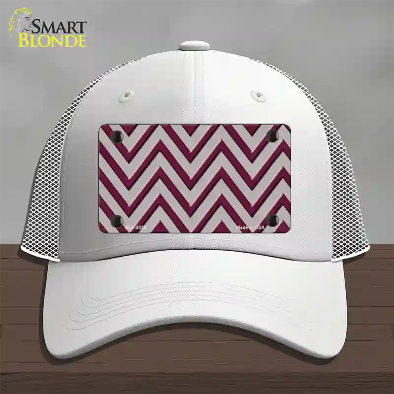 Maroon Grey Chevron Novelty License Plate Hat Mesh / White