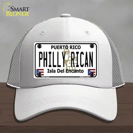 Philly Rican Puerto Rico Novelty License Plate Hat Mesh / White