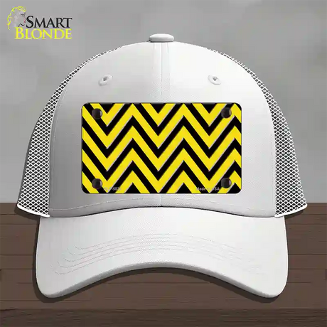 Yellow Black Chevron Novelty License Plate Hat Mesh / White