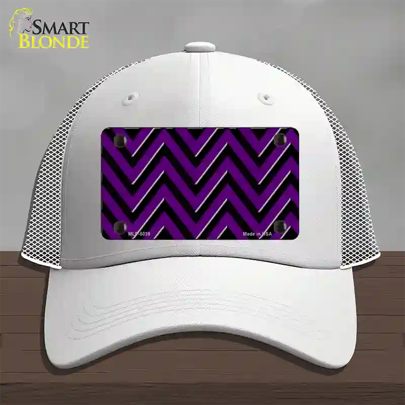 Purple Black Chevron Novelty License Plate Hat Mesh / White