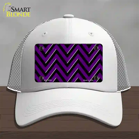 Purple Black Chevron Novelty License Plate Hat Mesh / White