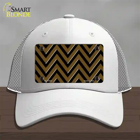 Brown Black Chevron Novelty License Plate Hat Mesh / White