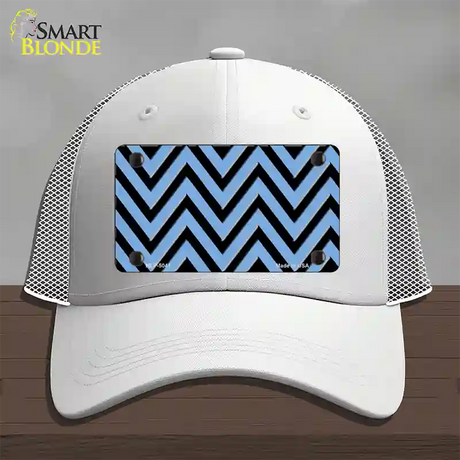 Light Blue Black Chevron Novelty License Plate Hat Mesh / White