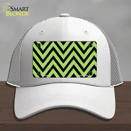 Lime Green Black Chevron Novelty License Plate Hat Mesh / White