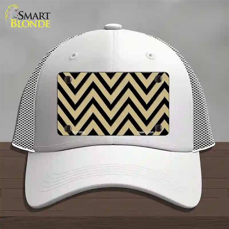 Gold Black Chevron Novelty License Plate Hat Mesh / White