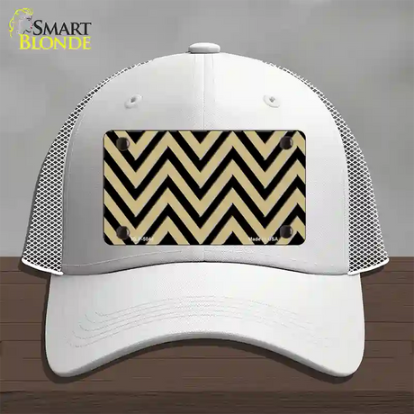 Gold Black Chevron Novelty License Plate Hat Mesh / White