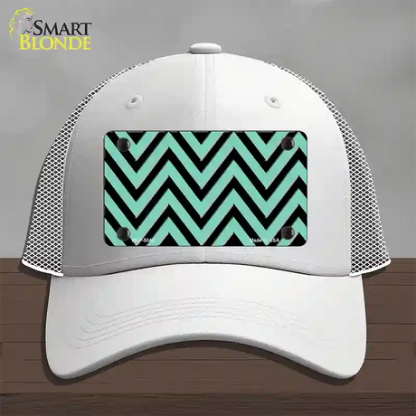 Mint Black Chevron Novelty License Plate Hat Mesh / White