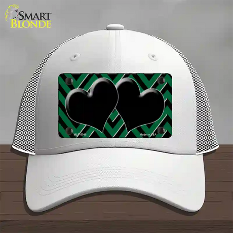 Green Black Chevon Hearts Novelty License Plate Hat Mesh / White