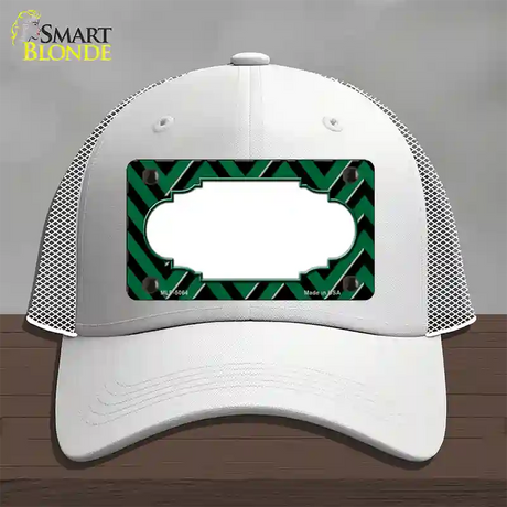 Green Black Chevron Scallop Novelty License Plate Hat Mesh / White