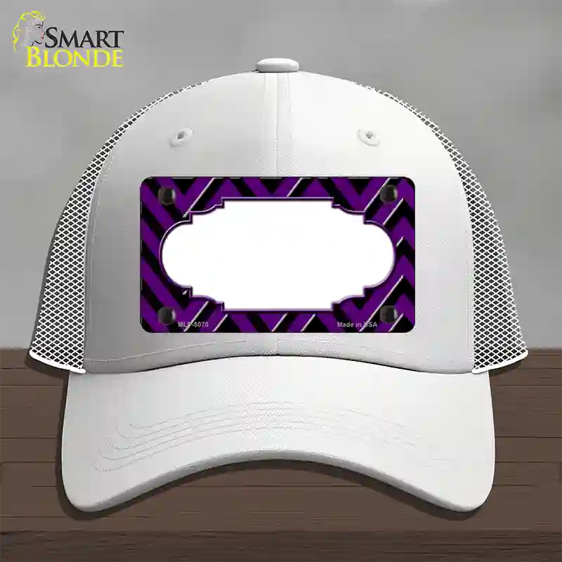 Purple Black Chevron Scallop Novelty License Plate Hat Mesh / White