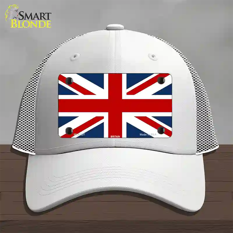 Britain Flag Novelty License Plate Hat Mesh / White