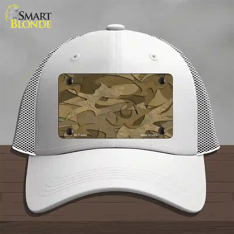 Brown Camouflage Novelty License Plate Hat Mesh / White