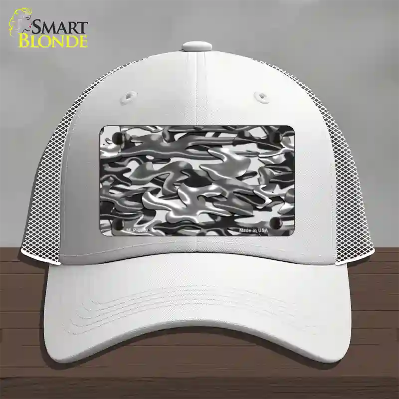 Grey Camouflage Novelty License Plate Hat Mesh / White