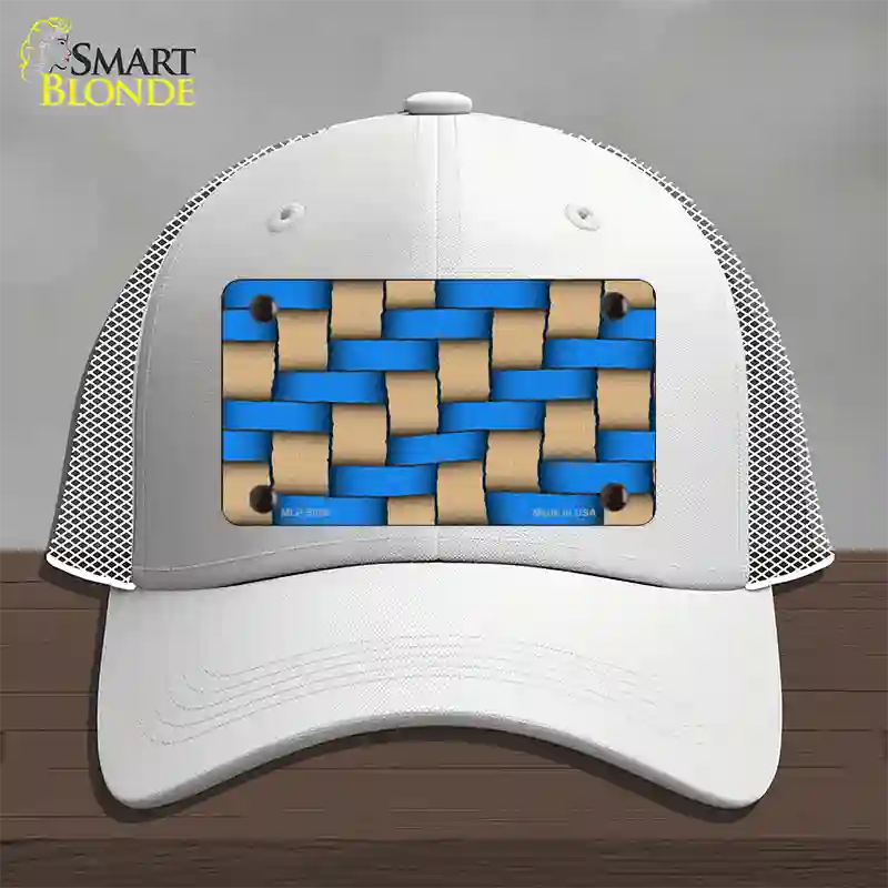 Weave Blue & Tan Novelty License Plate Hat Mesh / White