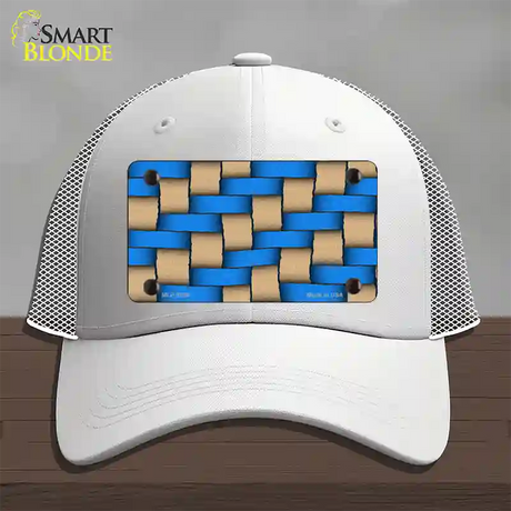 Weave Blue & Tan Novelty License Plate Hat Mesh / White