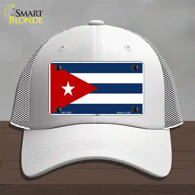 Cuba Flag Novelty License Plate Hat Mesh / White