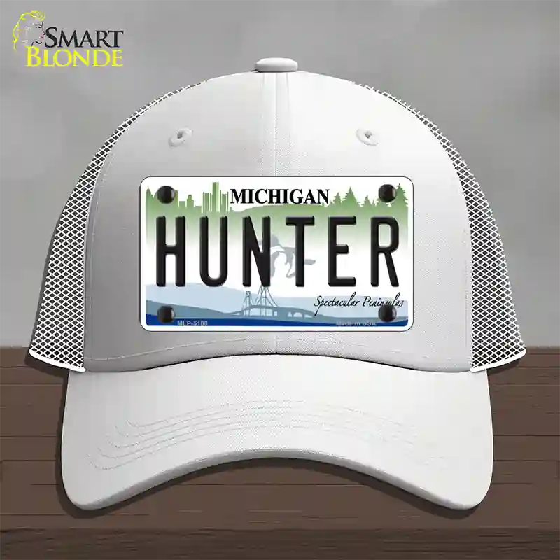 Hunter Michigan State Novelty License Plate Hat Mesh / White