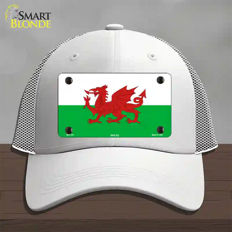 Wales Flag Novelty License Plate Hat Mesh / White