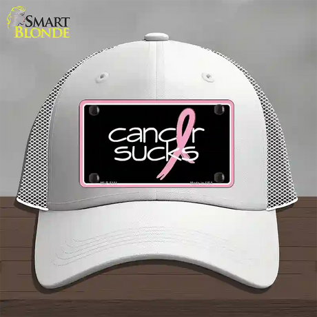 Cancer Sucks Novelty License Plate Hat Mesh / White