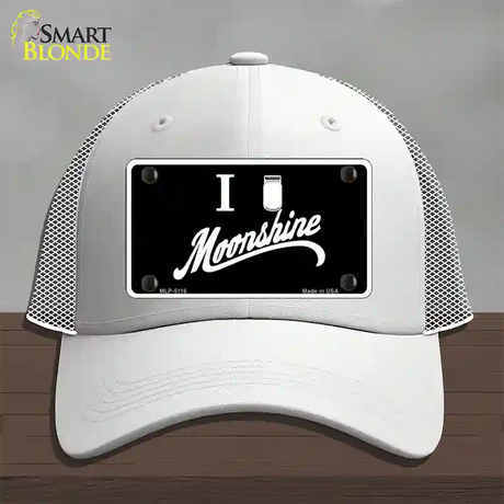 I Love Moonshine Novelty License Plate Hat Mesh / White