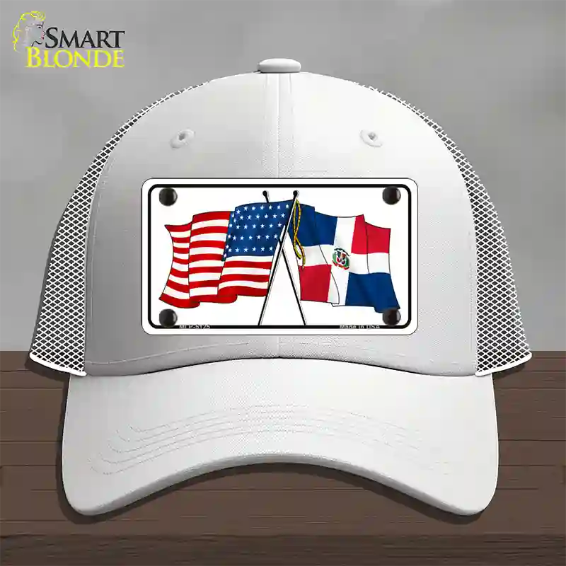 United States Dominican Republic Crossed Flags Novelty License Plate Hat Sign Mesh / White