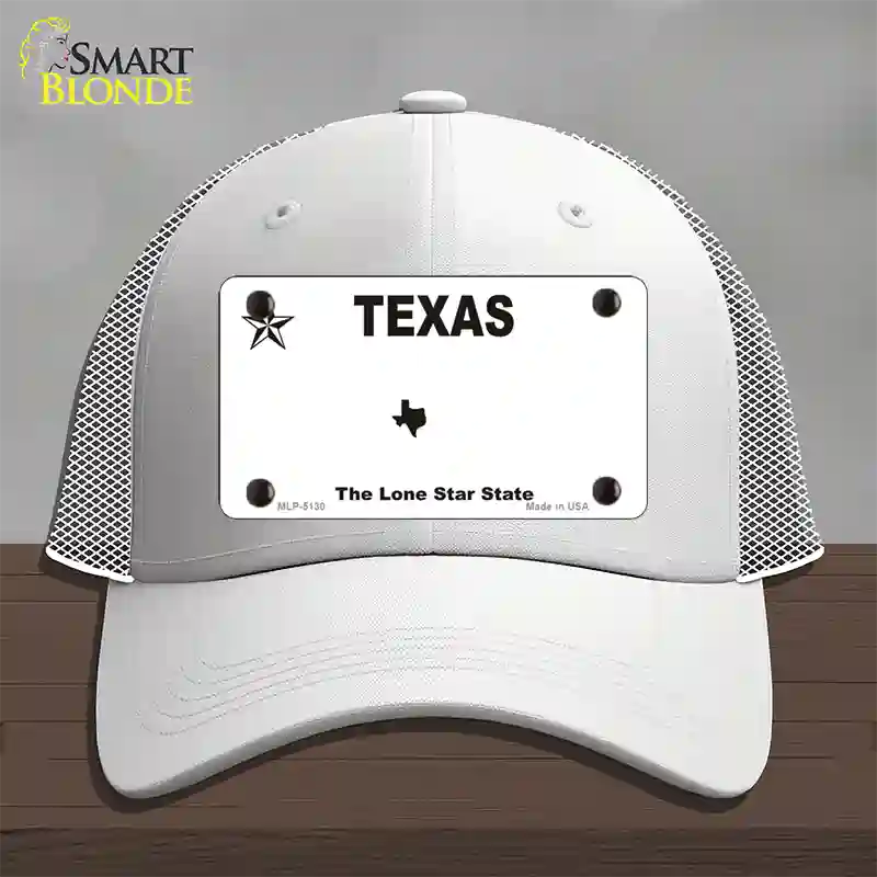 Texas White Blank Novelty License Plate Hat Mesh / White