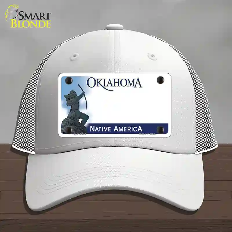 Oklahoma Native America State Blank Novelty License Plate Hat Mesh / White