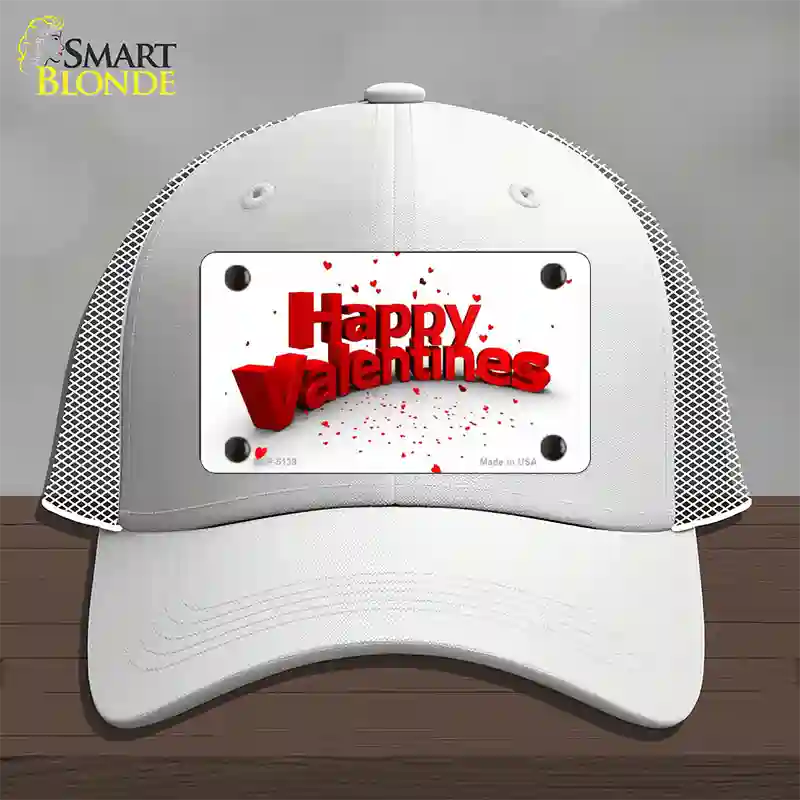 Happy Valentines Novelty License Plate Hat Mesh / White