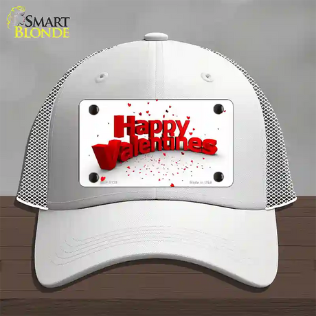 Happy Valentines Novelty License Plate Hat Mesh / White